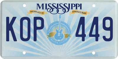 MS license plate KOP449