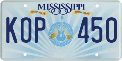 MS license plate KOP450