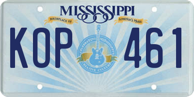MS license plate KOP461