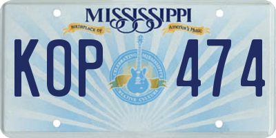 MS license plate KOP474