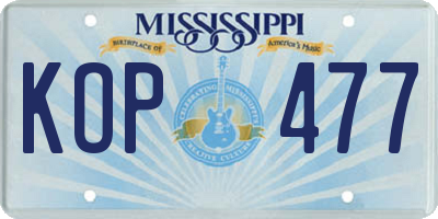 MS license plate KOP477