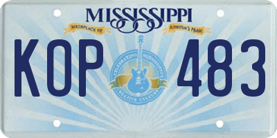 MS license plate KOP483