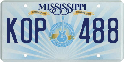 MS license plate KOP488