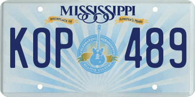 MS license plate KOP489