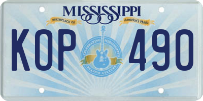 MS license plate KOP490