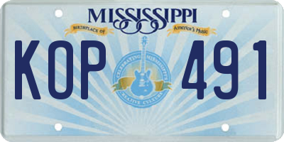 MS license plate KOP491