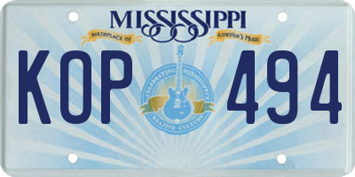MS license plate KOP494