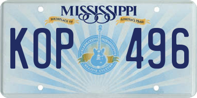 MS license plate KOP496