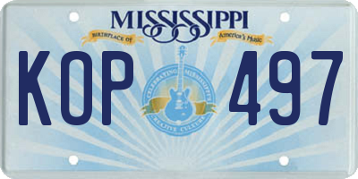 MS license plate KOP497