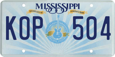 MS license plate KOP504