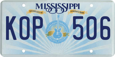 MS license plate KOP506