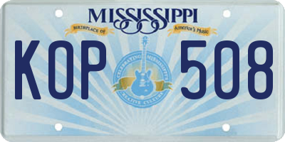 MS license plate KOP508