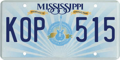 MS license plate KOP515