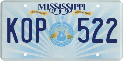 MS license plate KOP522