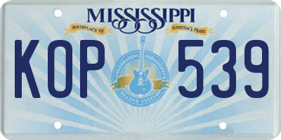 MS license plate KOP539