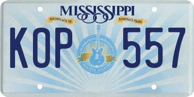 MS license plate KOP557
