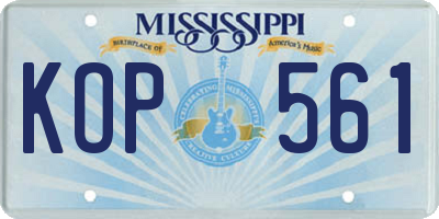 MS license plate KOP561