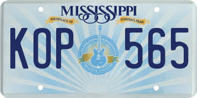 MS license plate KOP565
