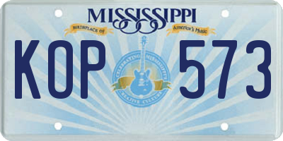 MS license plate KOP573