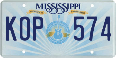MS license plate KOP574