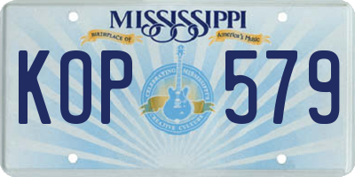 MS license plate KOP579