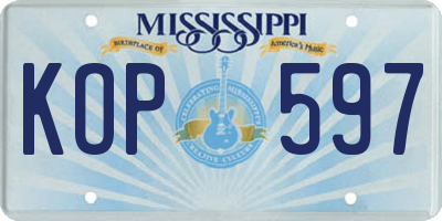 MS license plate KOP597