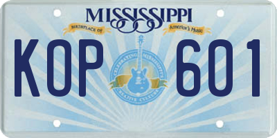 MS license plate KOP601