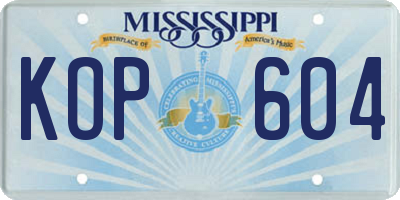 MS license plate KOP604