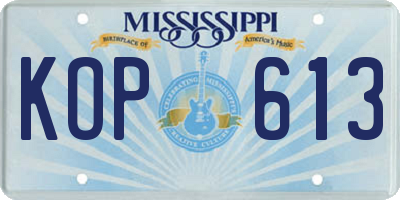 MS license plate KOP613