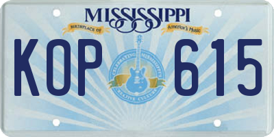 MS license plate KOP615