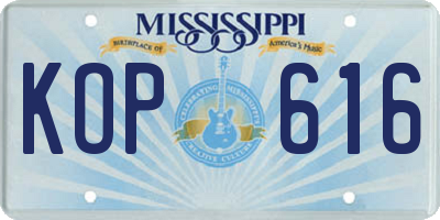 MS license plate KOP616
