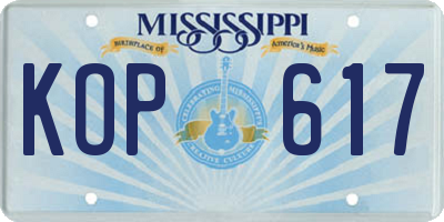 MS license plate KOP617