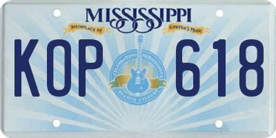 MS license plate KOP618
