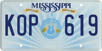 MS license plate KOP619