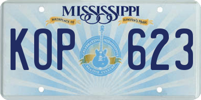 MS license plate KOP623