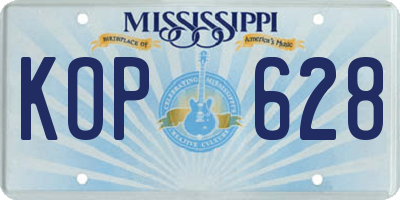 MS license plate KOP628