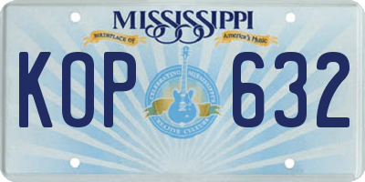 MS license plate KOP632