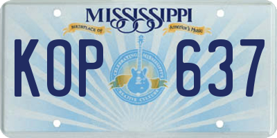 MS license plate KOP637