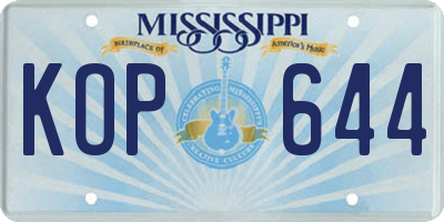 MS license plate KOP644
