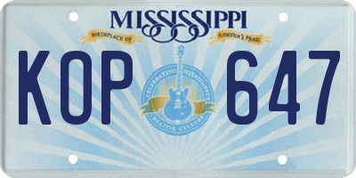 MS license plate KOP647