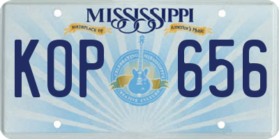 MS license plate KOP656