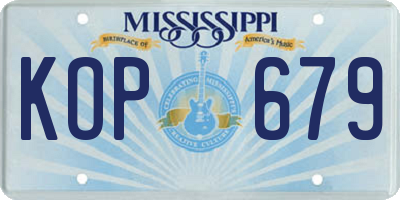 MS license plate KOP679
