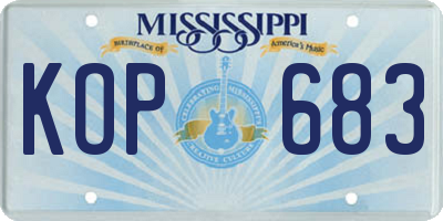 MS license plate KOP683