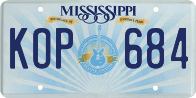 MS license plate KOP684