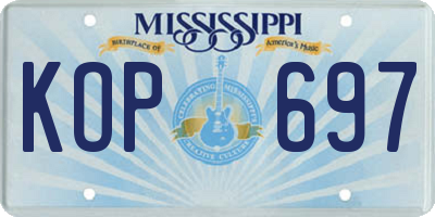 MS license plate KOP697