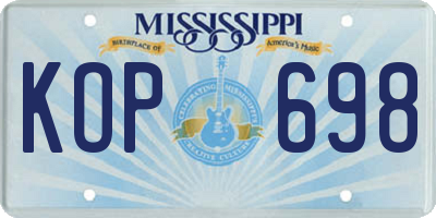 MS license plate KOP698
