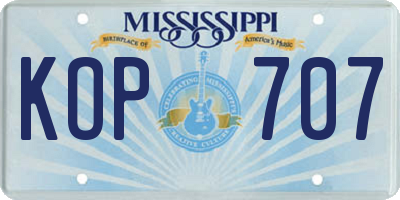 MS license plate KOP707