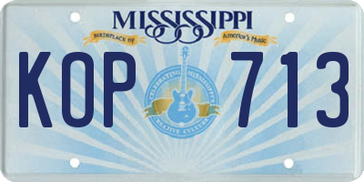 MS license plate KOP713