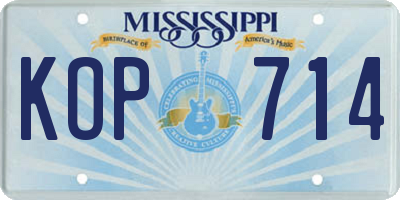 MS license plate KOP714