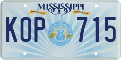MS license plate KOP715